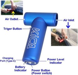 KiCA JetFan Electric Compressed Air Duster86000 RPM Mini Air Blower for OutdoorsPicnicCampingHair DryingPC Vacuum Cleaner